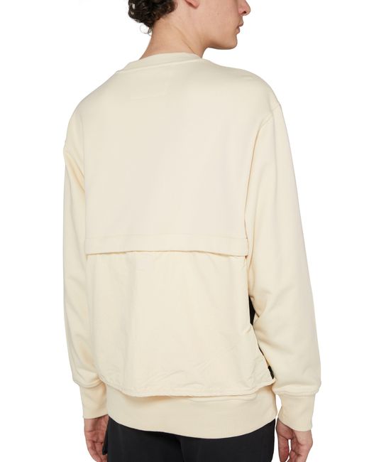 C P Company White Diagonal Raised Fleece Mied Detachable Sweatshirt for men