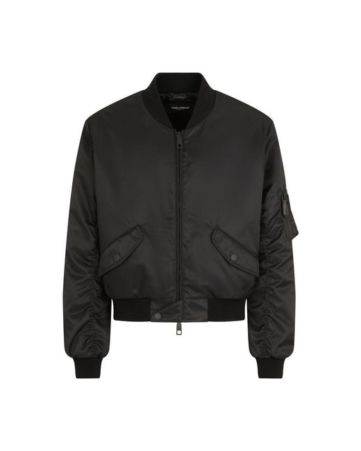 Dolce & Gabbana Black Nylon Jacket With Branded Plate for men