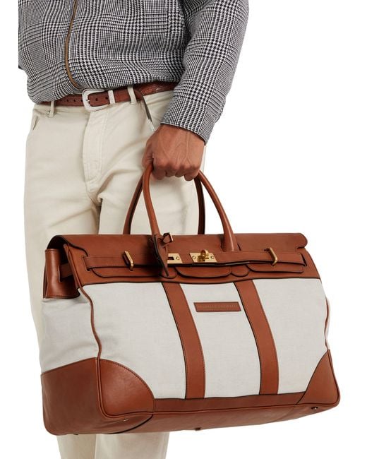Brunello Cucinelli Brown Weekender Bag for men