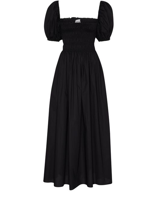 Matteau Black Shirred Bodice Peasant Dress
