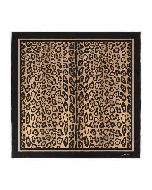 Dolce & Gabbana Black Leopard-Print Twill Scarf (90 X 90)