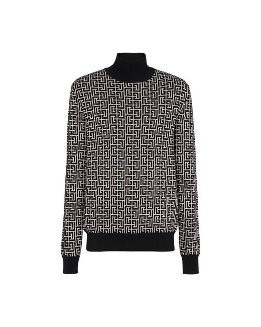 Balmain Black Wool Turtleneck Sweater for men