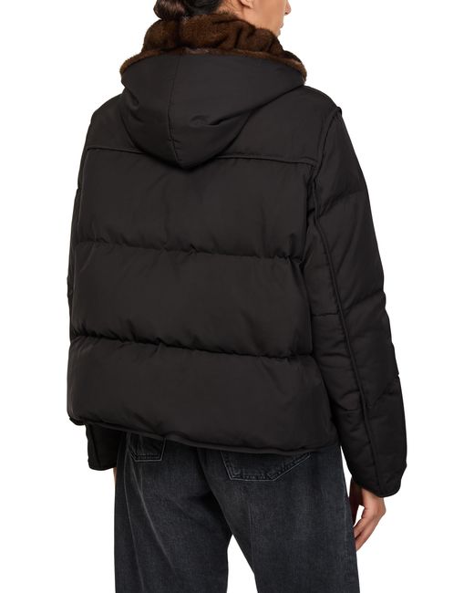 Yves Salomon Black Puffer Jacket With A Mink Fur Hood