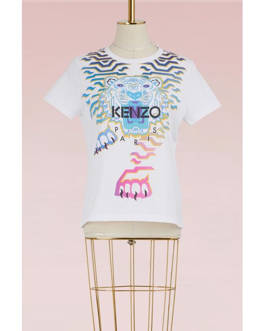 KENZO White Geo Tiger X Rainbow T-shirt