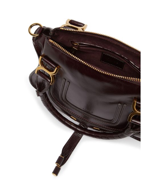 Petit Sac Double Porté Marcie En Cuir Brillant Chloé en coloris Black