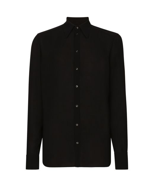 Dolce & Gabbana Black Martini Fit Shirt In Stretch Charmuse for men