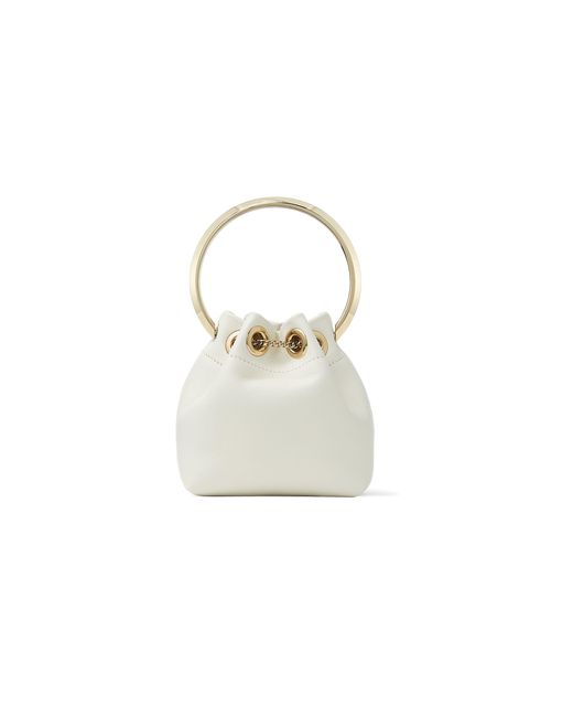 Jimmy Choo White Mini Bon Bon Bucket Bag