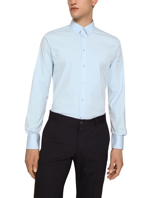 Dolce & Gabbana Gold-Fit-Hemd aus Stretch-Popeline in Blue für Herren