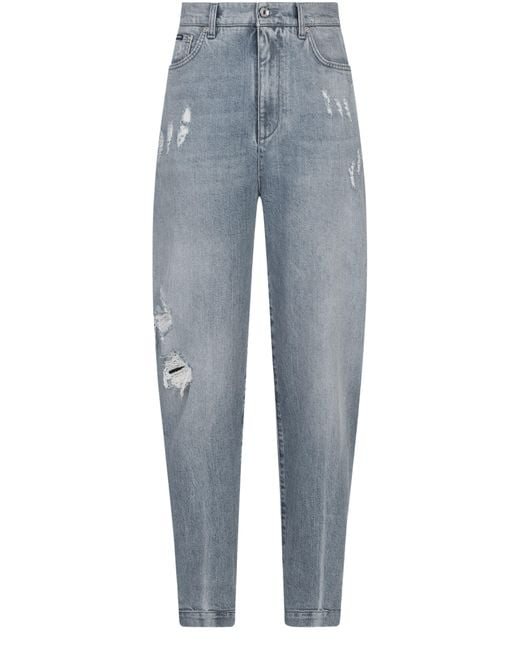 Dolce & Gabbana Blue Boyfriend Jeans With Rips