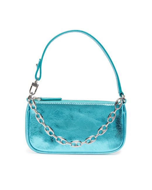 By Far Blue Mini Rachel Metallic Leather Bag
