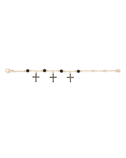Dolce & Gabbana Metallic Bracelet With Cross Charms