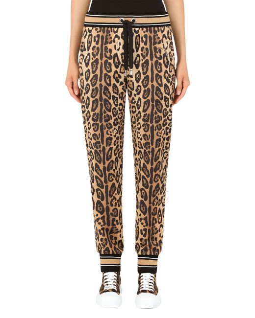 Dolce & Gabbana Natural Jersey jogging Pants With Leopard Print