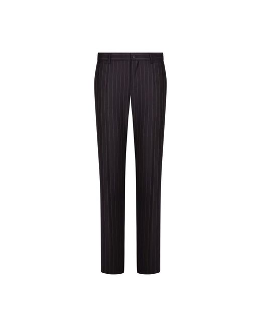 Dolce & Gabbana Blue Pinstriped Tailored Trousers for men