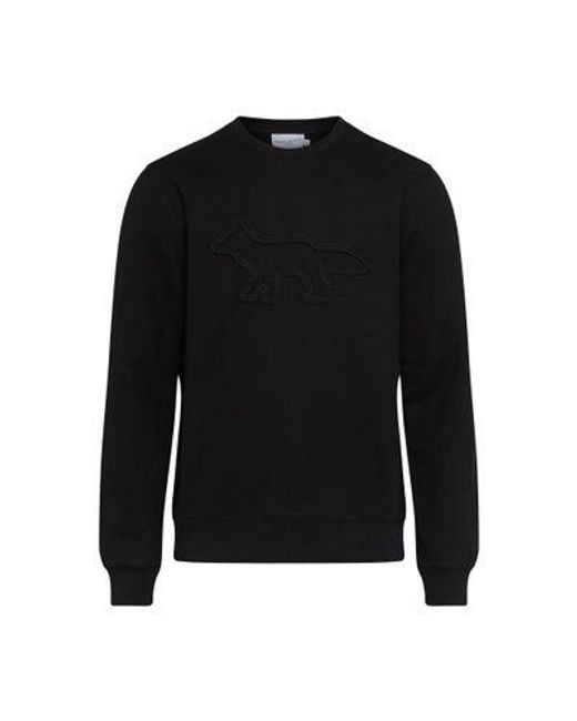 Maison Kitsuné Black Contour Fox Patch Regular Sweatshirt for men