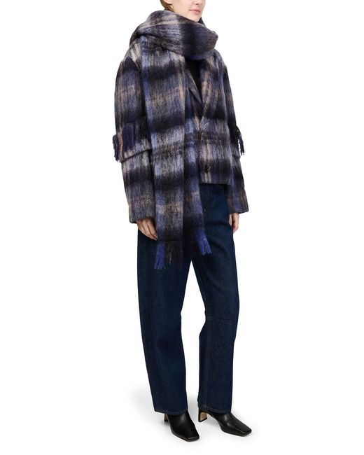 Loewe Blue Check Brushed Wool-Blend Jacket