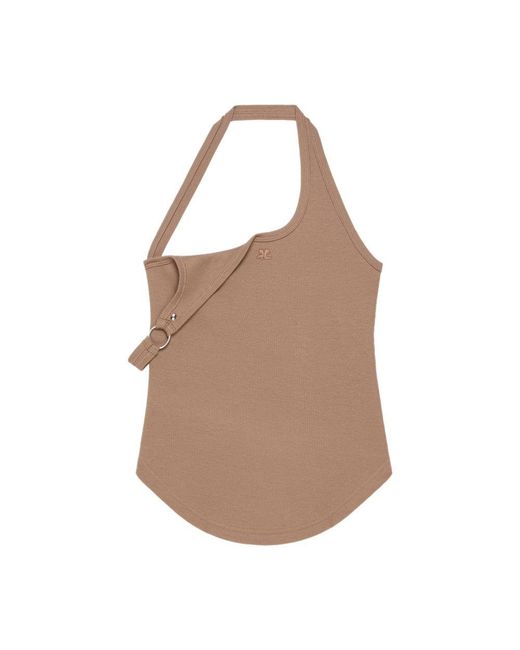 Courreges Brown Undressed 90's Rib Buckle Tank Top