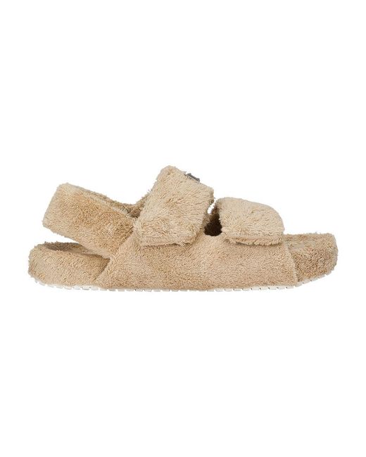 Dolce & Gabbana Natural Terrycloth Sandals With Logo Tag for men