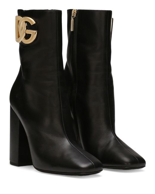 Dolce & Gabbana Black Ankle Boots Jackie aus Leder