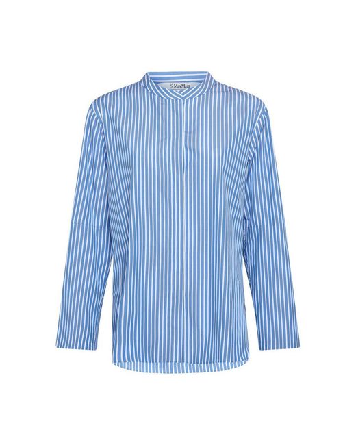 Max Mara Blue Linda Long-Sleeved Shirt With Stripes