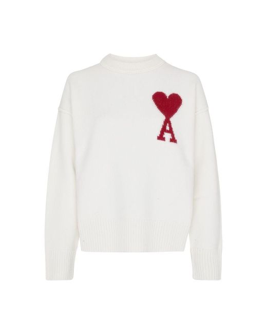 AMI White Ami De Coeur Sweater