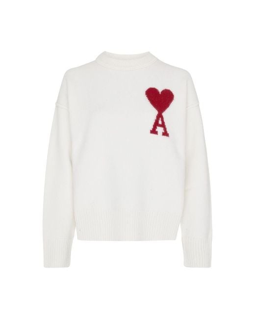 Pull Ami De Cour En Laine AMI en coloris White