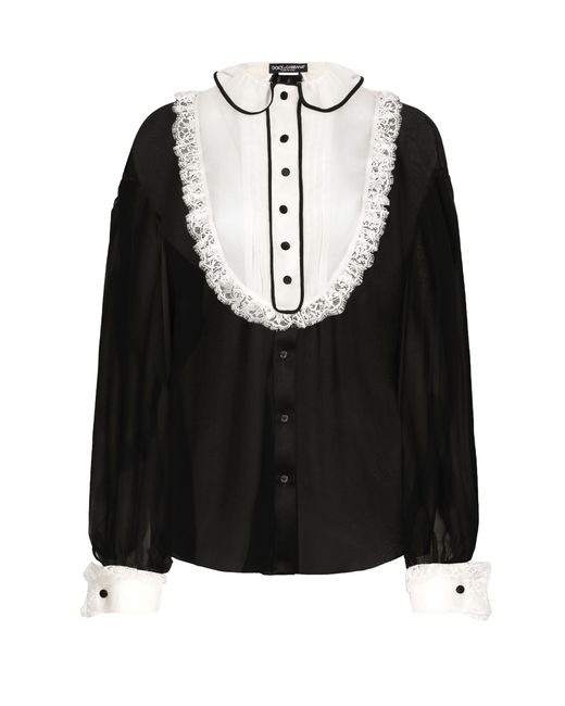 Dolce & Gabbana Black Hemd aus Chiffon