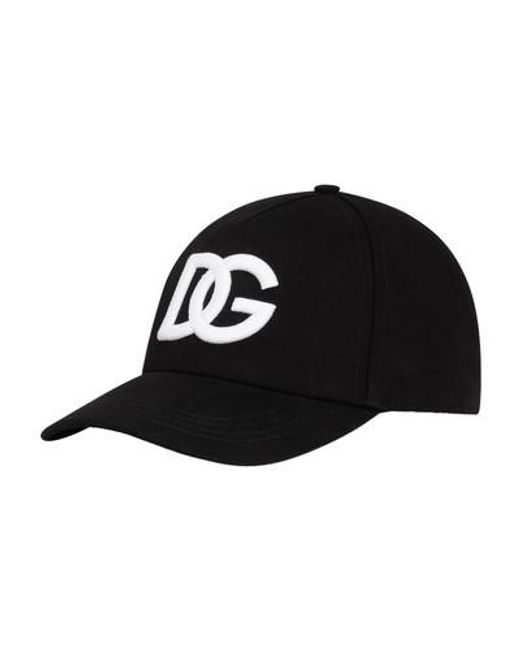 Dolce & Gabbana Black Cotton Baseball Cap With Dg Embroidery for men