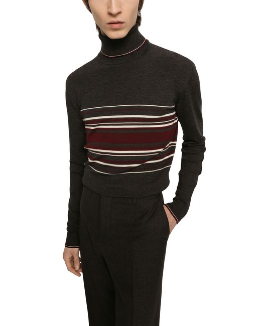 Dolce & Gabbana Multicolor Wool Turtle-neck Sweater for men
