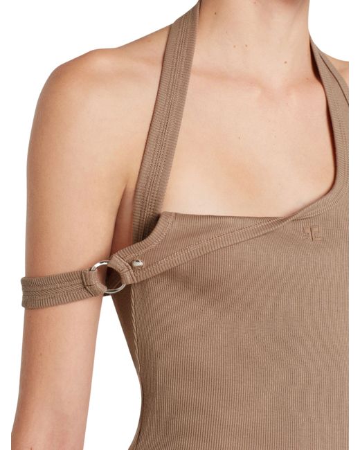 Courreges Brown Undressed 90's Rib Buckle Tank Top