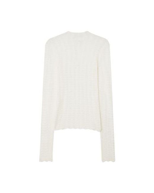 House of Dagmar White Lace Knit Top