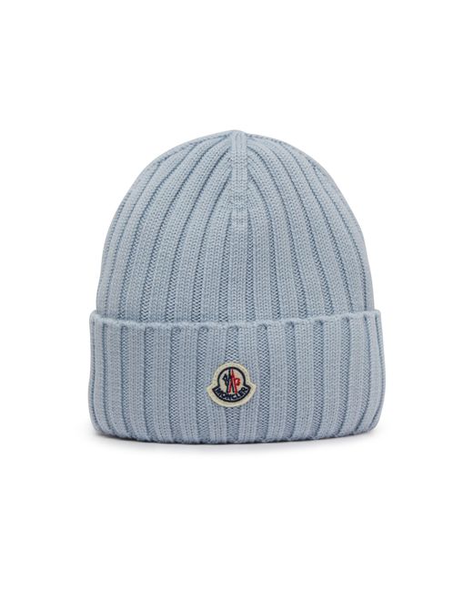 Moncler Blue Beanie With Logo