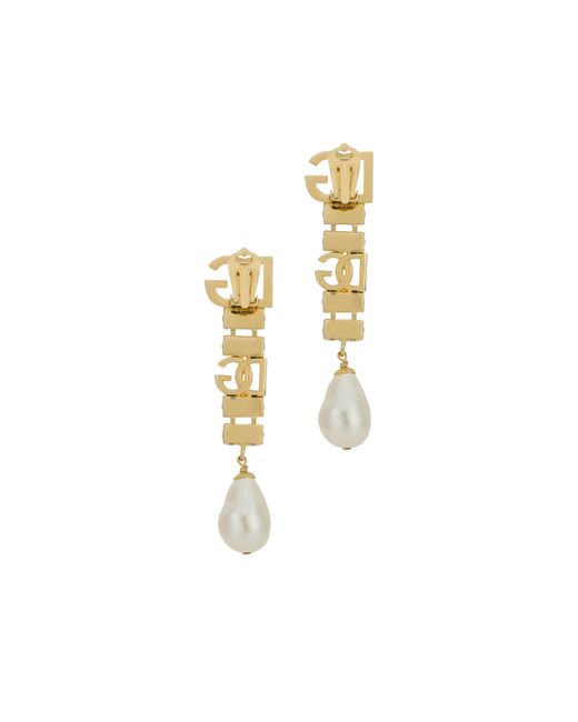 Dolce & Gabbana Metallic Drop Earrings With Pearls