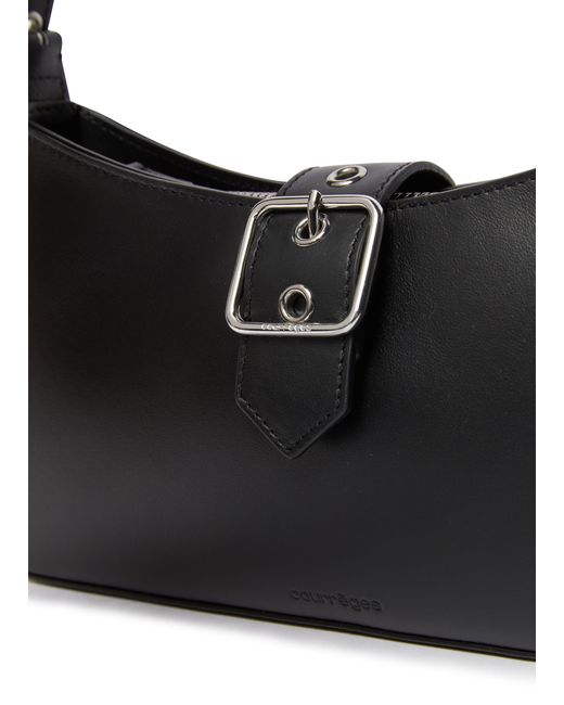 Courreges Black Gogo Leather Shoulder Bag