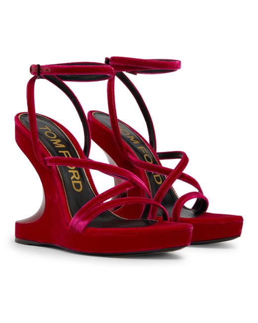 Tom Ford Red Wedge Sandals