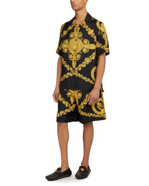Versace Yellow Heritage Print Shorts for men