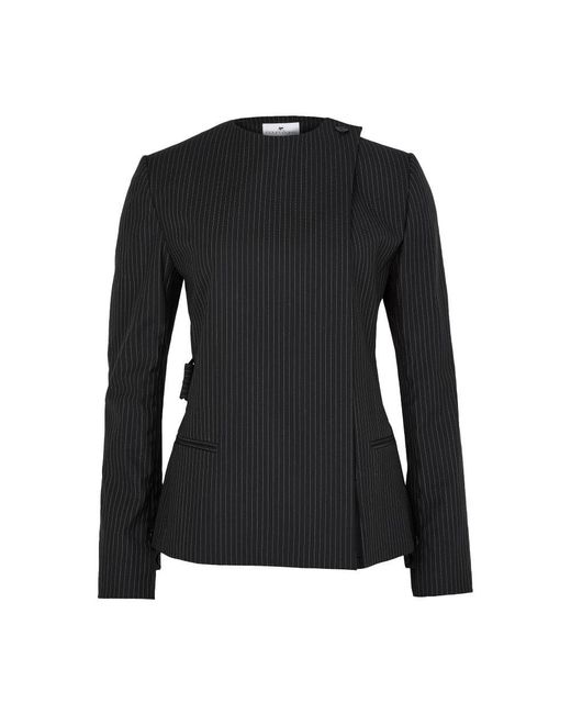 Courreges Black Nadelstreifenjacke Mit Schnalle