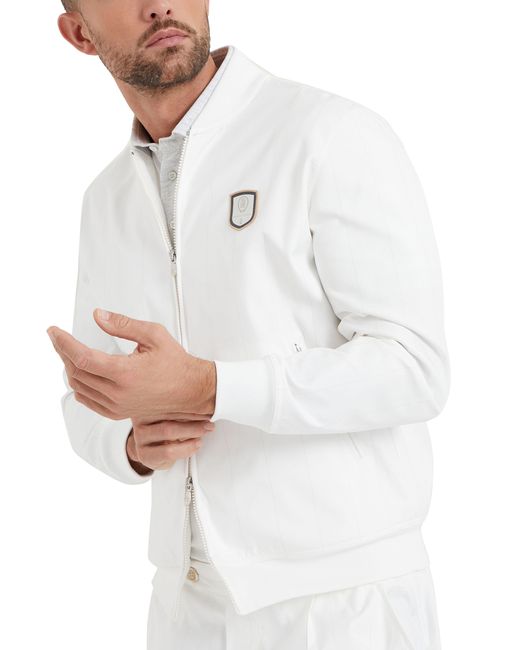 Brunello Cucinelli White Sweatshirt With Tennis Badge for men