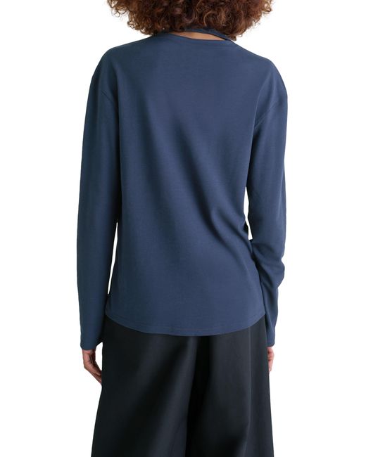 Lemaire Blue Langärmeliges Foulard-Top