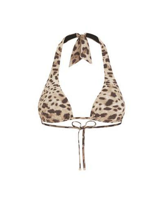 Dolce & Gabbana Metallic Padded Triangle Bikini Top