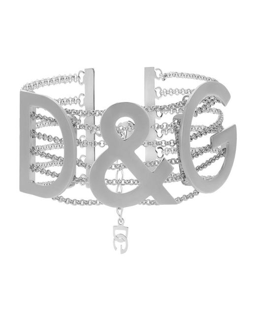 Dolce & Gabbana White Semi-Rigid D&G Multi-Chain Choker