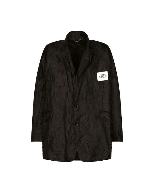 Dolce & Gabbana Black Oversize Metallic Technical Fabric And Silk Jacket for men