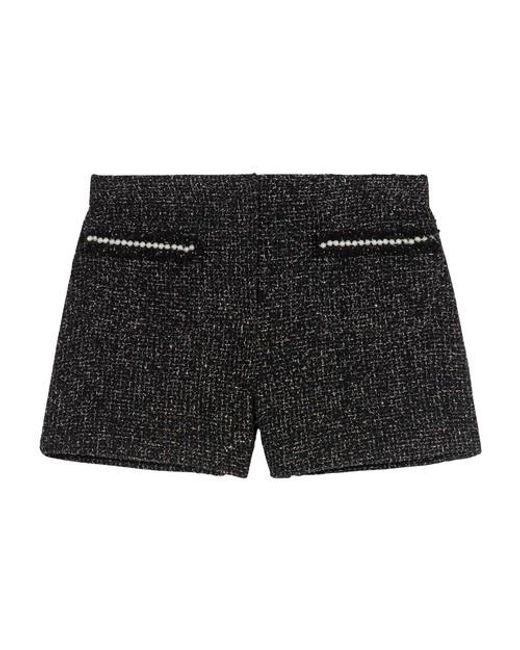 Maje Black Glittery Tweed Shorts