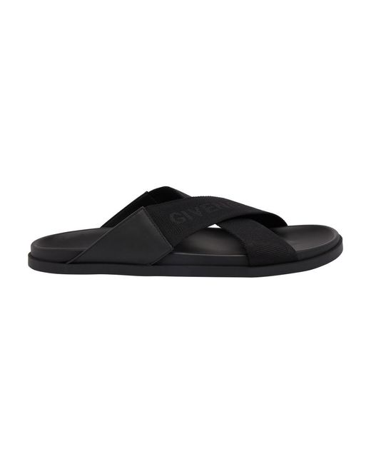 Givenchy Black G Flat Sandals With Crossed Bands for men