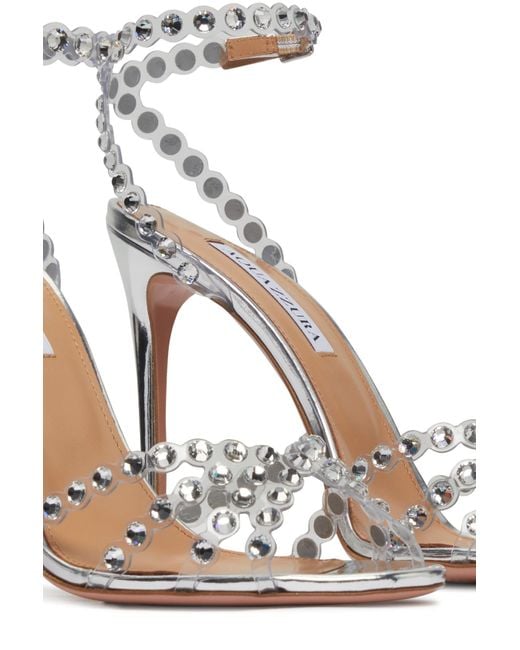 Aquazzura Tequila Plexi 105 Sandals In Metallic Lyst Canada
