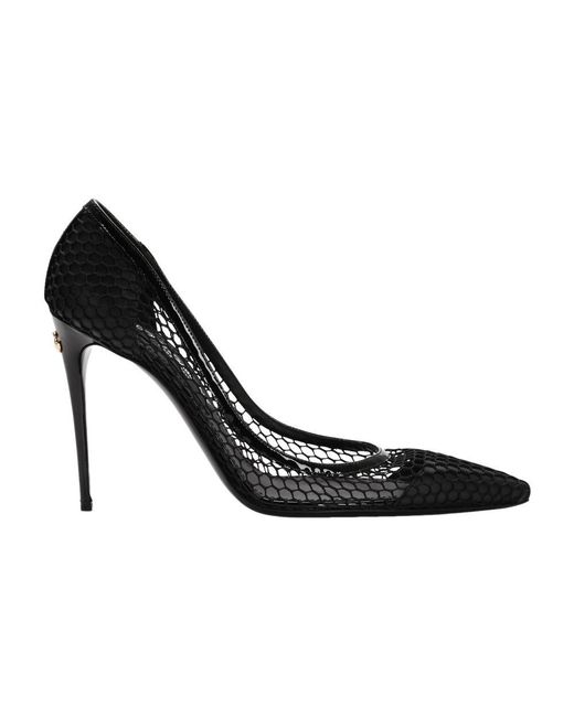 Dolce & Gabbana Black Mesh And Patent Leather Pumps