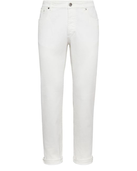 Brunello Cucinelli White Dyed Denim Trousers for men