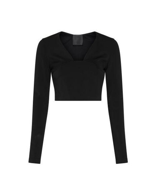 Givenchy Long-sleeved Crop Top in Black | Lyst