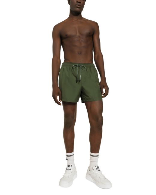 Dolce & Gabbana Green Swim Shorts With Dg Patch for men