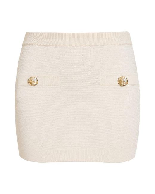 Balmain Natural Two-Button Knitted Mini Skirt