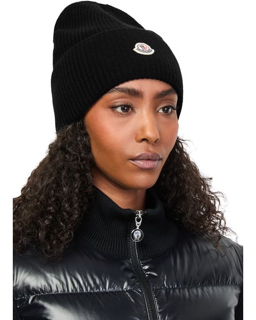 Moncler Black Mütze Mit Logo